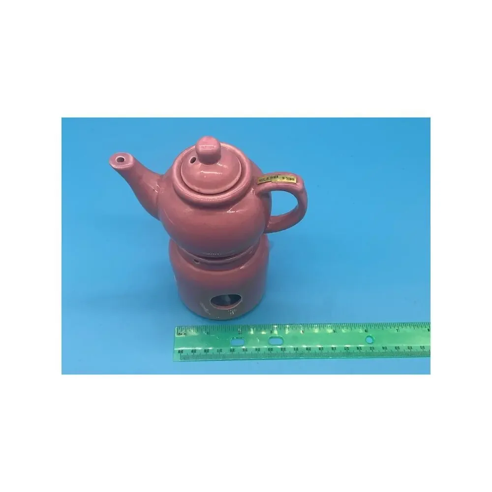 Vintage‎ Pink Teapot Candle Warmer 2-Piece Ceramic Set Country Core